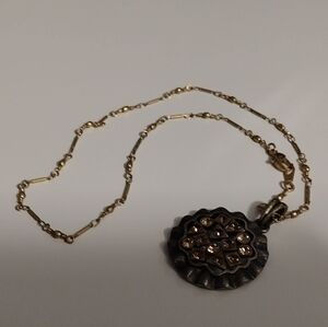 LIA sophia - pecan pie slide cut crystals / matte gold toned retired